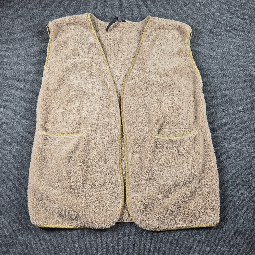 Rituals Denwassi Fleece Vest Women S/M Cream Almond HOBO Y2K Gold Trim Sherpa